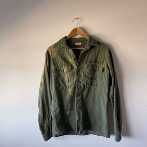 Vintage Men's U.S. Navy Shirt Chore Jacket Distressed and‎ Bleached "Seabees"